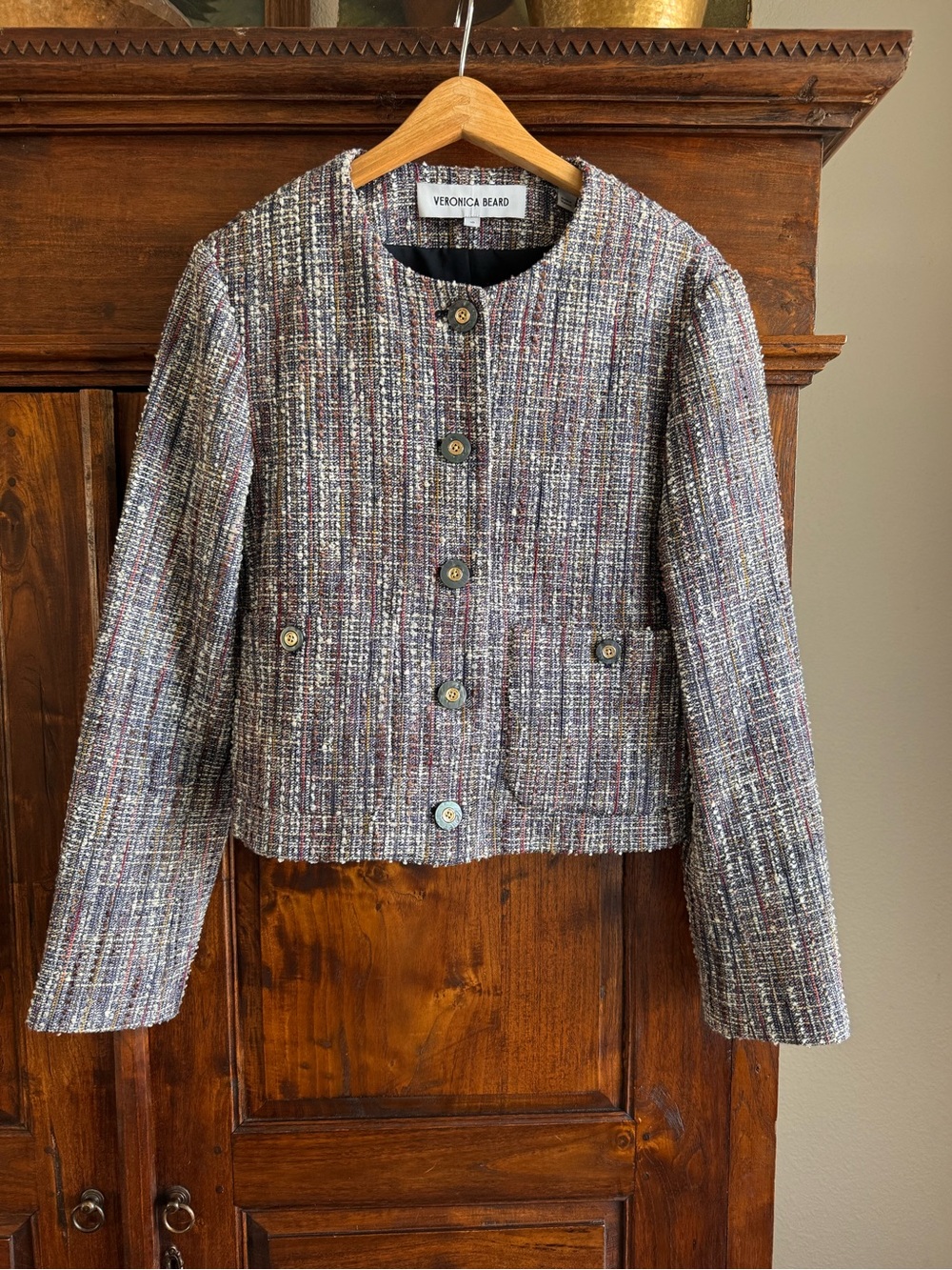Veronica Beard Andrea Cotton Blend Tweed Jacket Size 10